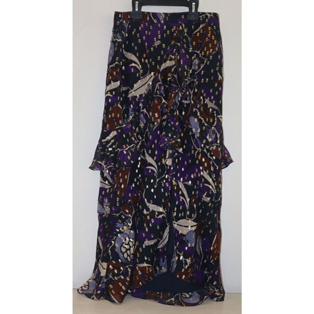 Whistles Women's Sz 2 Purple Arabella Montrose Floral Print Silk Skirt $359